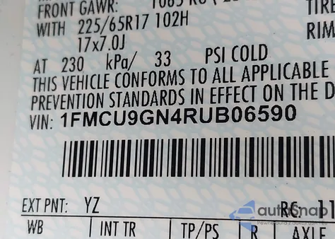 2024 Ford Escape Active из США, поврежденный, VIN 1FMCU9GN4RUB06590